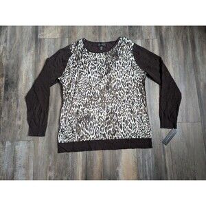 NWT Investments Sweater Cheetah Print Women's Size Medium Mob Wife